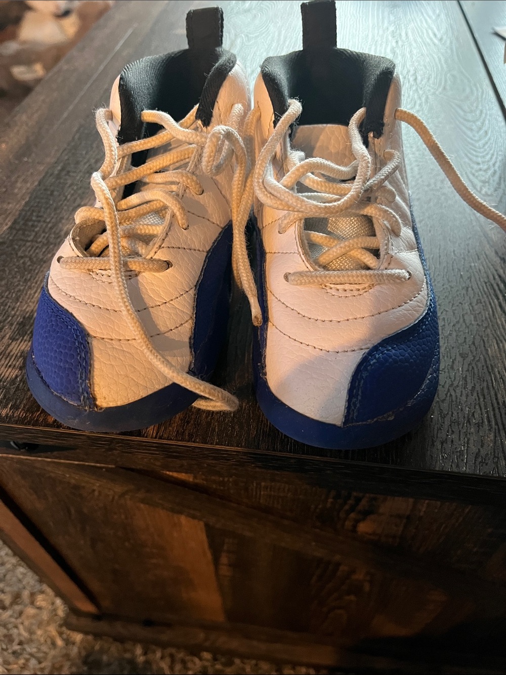 Jordan Kids White and Blue High-Top Basketball Sneakers - Picture 4 of 5